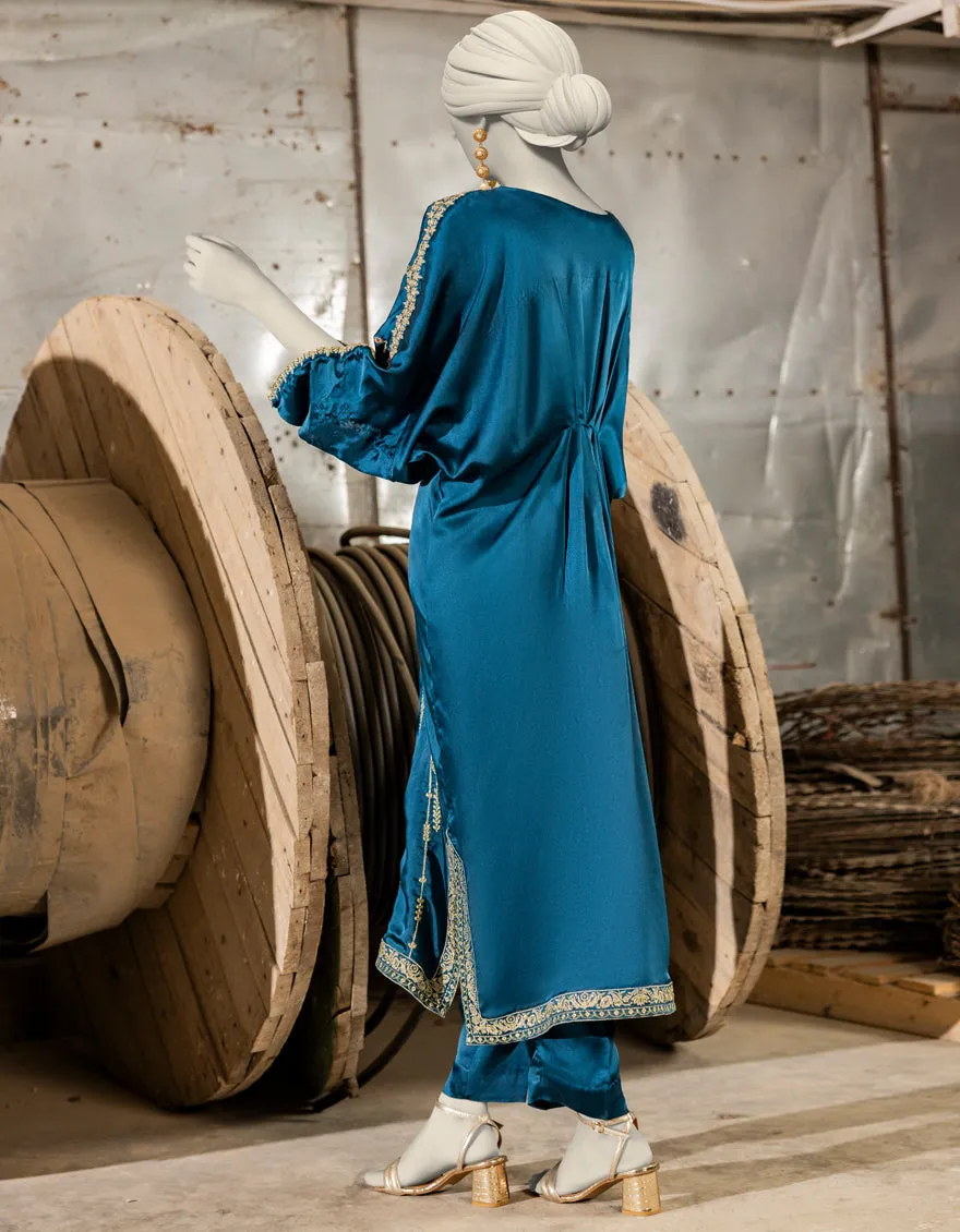 TEAL RAW SILK 2PC STITCHED | JJPW-S-JPS-25-3979 FB/INARA-17 sold by Junaid Jamshed product image thumbnail 2