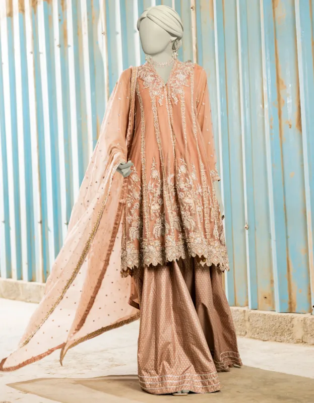 TEA PINK RAW SILK 3PC STITCHED | JJPW-S-JPS-25-3977 FB/INARA-15 sold by Junaid Jamshed