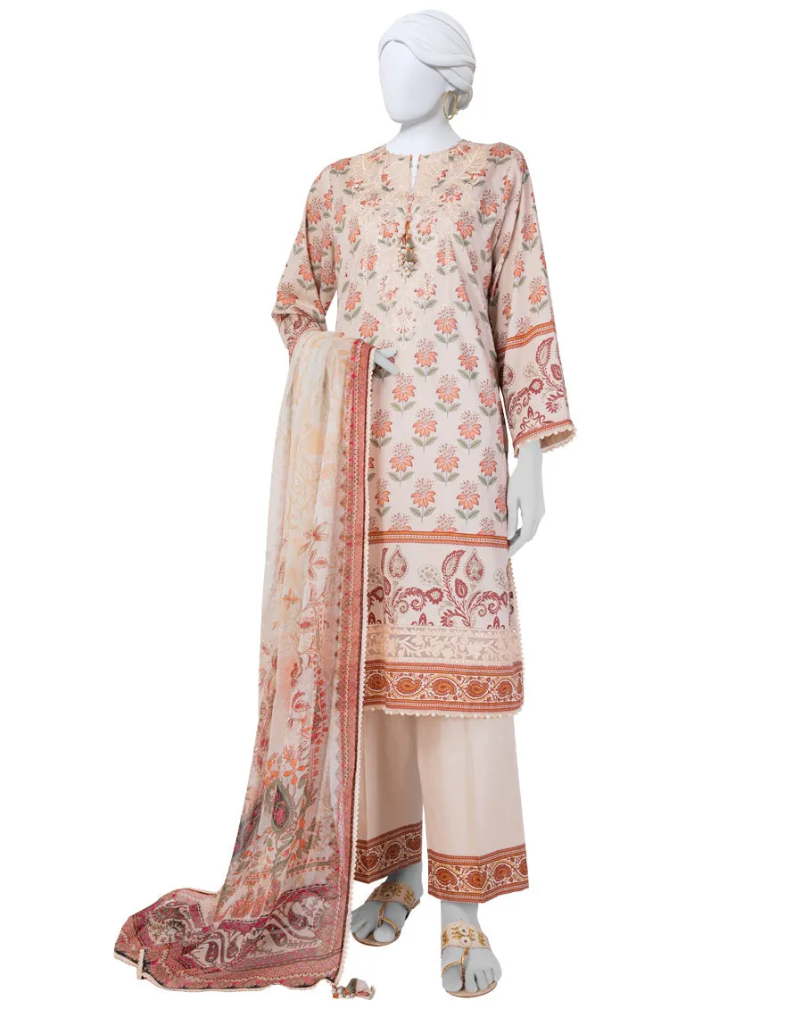 PEACH LAWN 3PC UNSTITCHED | JLAWN-S-25-3400 LUXE sold by Junaid Jamshed