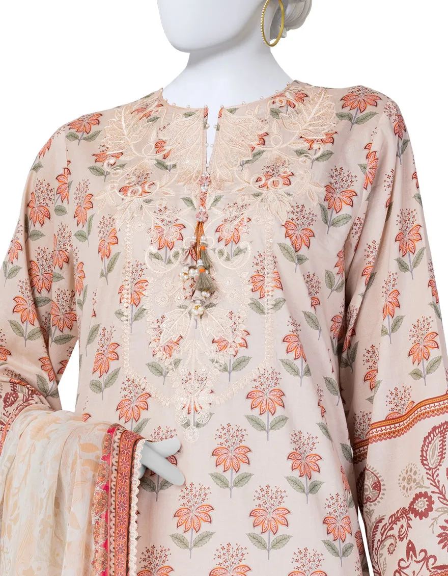 PEACH LAWN 3PC UNSTITCHED | JLAWN-S-25-3400 LUXE sold by Junaid Jamshed product image thumbnail 3