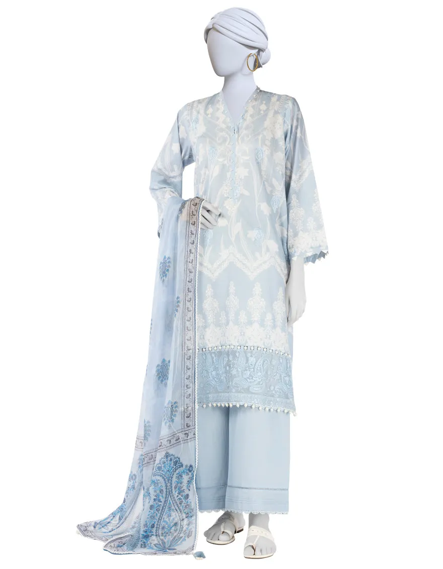 BLUE LAWN 3PC UNSTITCHED | JLAWN-S-25-3401 LUXE sold by Junaid Jamshed