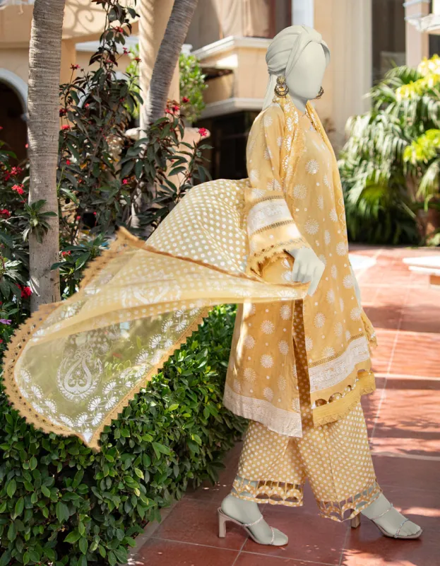 YELLOW LAWN 3PC UNSTITCHED | JLAWN-S-25-909 WIRSA sold by Junaid Jamshed