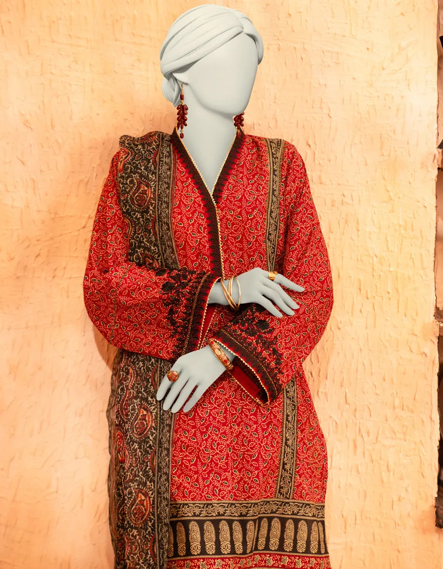 RED LAWN 3PC UNSTITCHED | JLAWN-S-25-913 AJRAK sold by Junaid Jamshed product image thumbnail 2