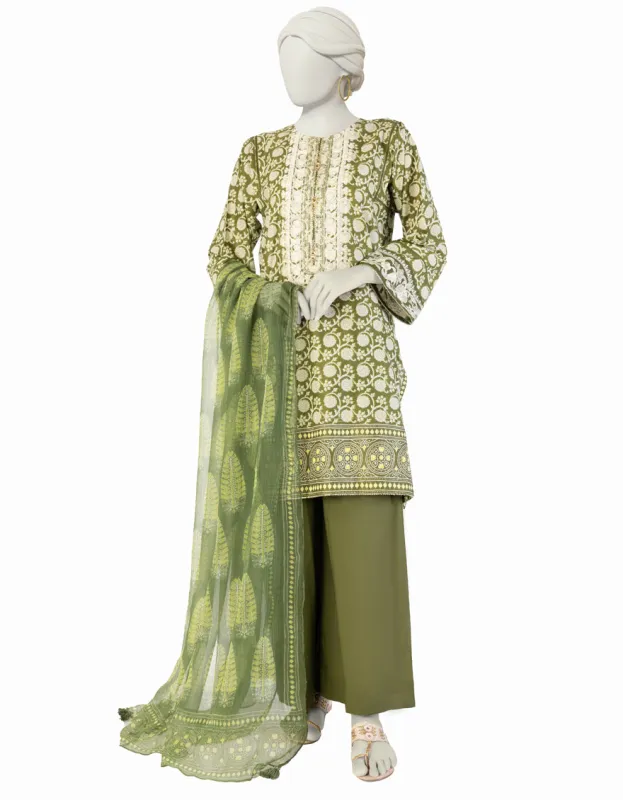 MULTICOLOR LAWN 3PC UNSTITCHED | JLAWN-S-25-915 AJRAK sold by Junaid Jamshed