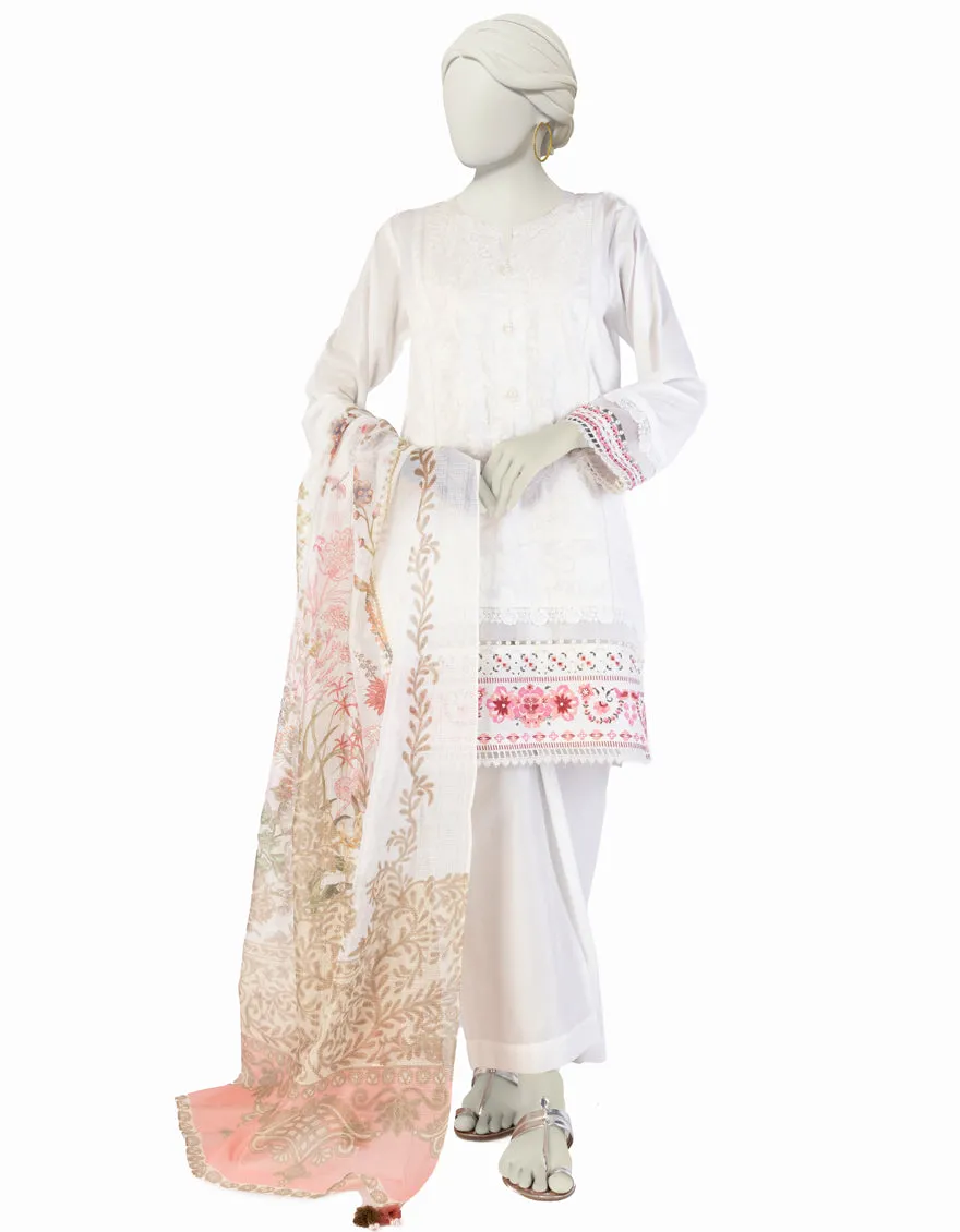 WHITE LAWN 3PC UNSTITCHED | JLAWN-S-25-917 LUXE- sold by Junaid Jamshed