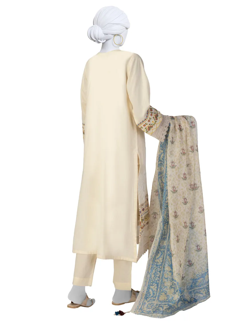 OFF WHITE LAWN 3PC UNSTITCHED | JLAWN-S-25-918 LUXE- sold by Junaid Jamshed product image thumbnail 2