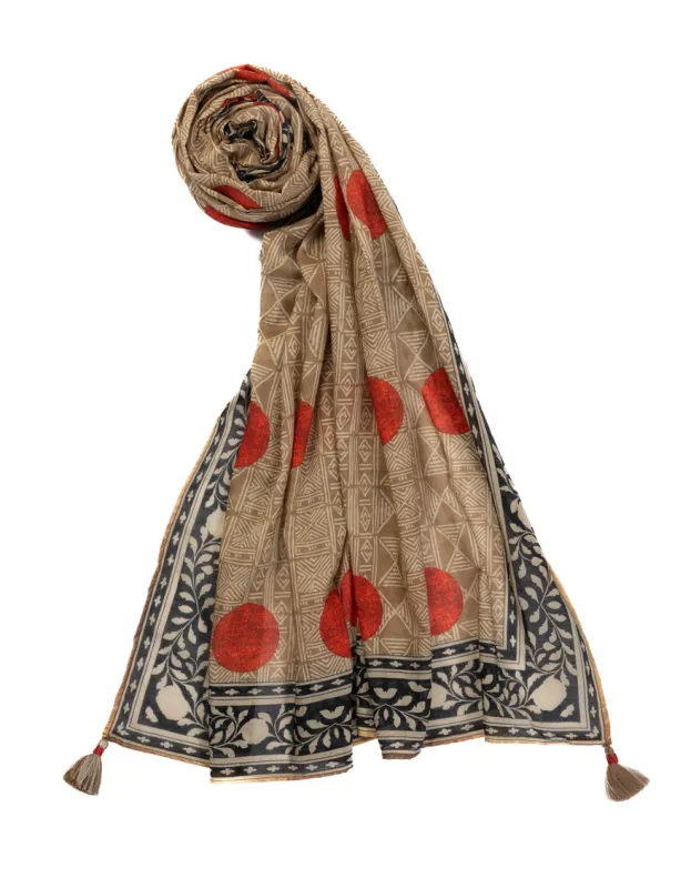 BEIGE LAWN DUPATTA | JLDP-S-25-2658 FB/PR sold by Junaid Jamshed