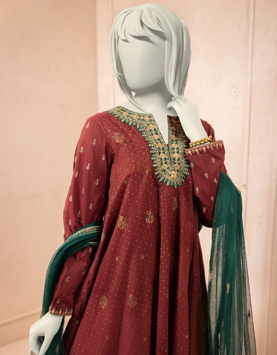 MAROON TEXTURED 3PC STITCHED | JGK-S-JTF-25-757 FB/ sold by Junaid Jamshed product image thumbnail 3