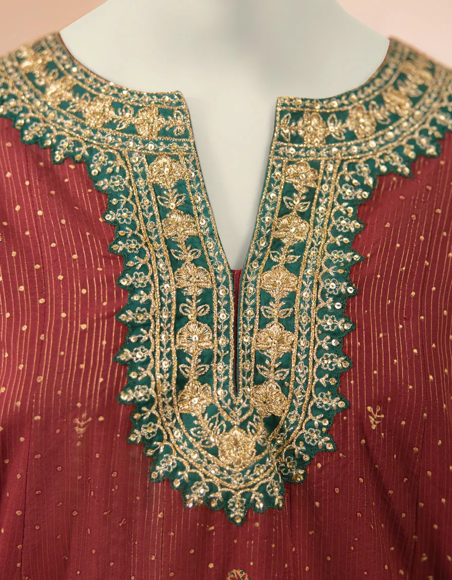 MAROON TEXTURED 3PC STITCHED | JGK-S-JTF-25-757 FB/ sold by Junaid Jamshed product image thumbnail 4