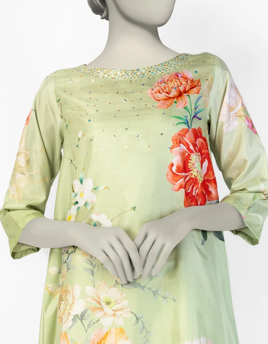 GREEN SILK 2PC STITCHED | JLAWN-S-JST-25-2091/ sold by Junaid Jamshed product image thumbnail 2