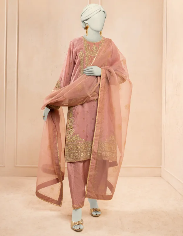 PINK PAPER COTTON 3PC STITCHED | JJPW-S-JPS-25-3927 F sold by Junaid Jamshed