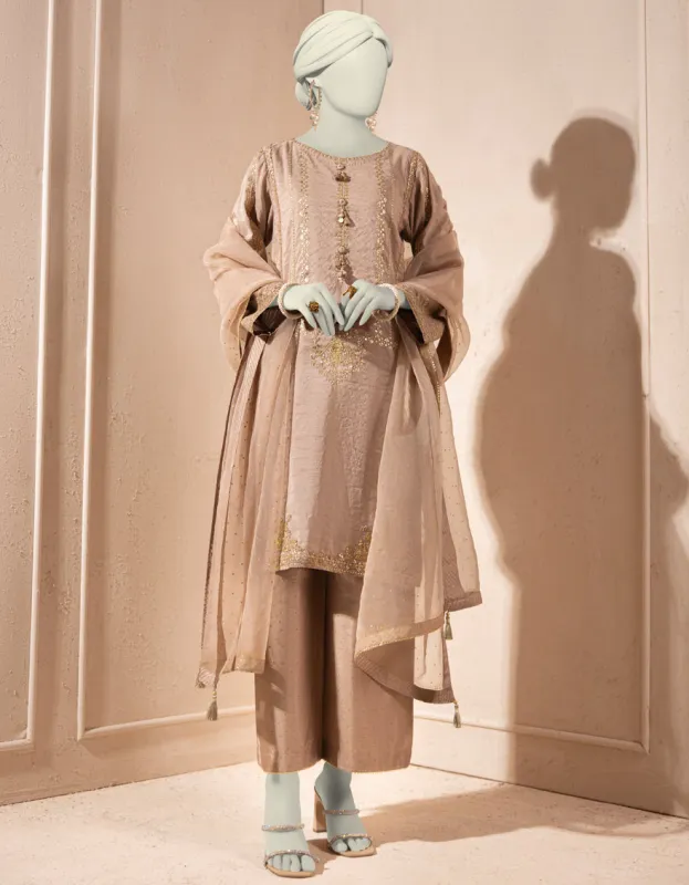 BEIGE PAPER COTTON 3PC STITCHED | JJPW-S-JPS-25-3928 F sold by Junaid Jamshed