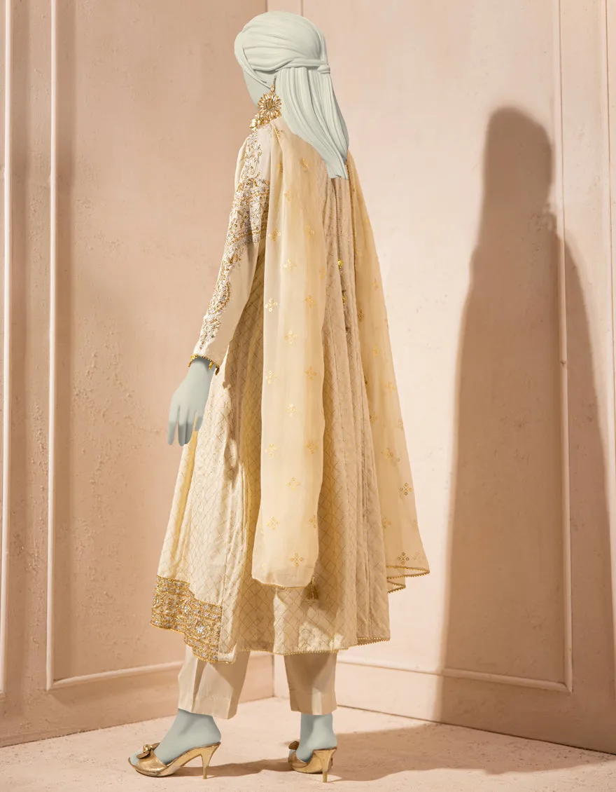 OFF WHITE SILK 3PC STITCHED | JJPW-S-JPS-25-3930 F sold by Junaid Jamshed product image thumbnail 2