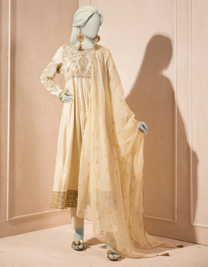 OFF WHITE SILK 3PC STITCHED | JJPW-S-JPS-25-3930 F sold by Junaid Jamshed