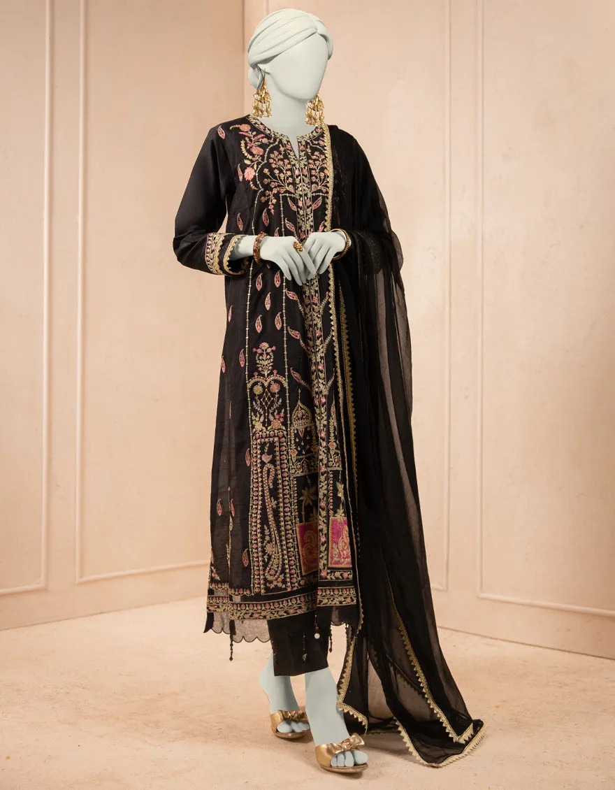 BLACK RAW SILK 3PC STITCHED | JJPW-S-JPS-25-3929 F sold by Junaid Jamshed product image thumbnail 4
