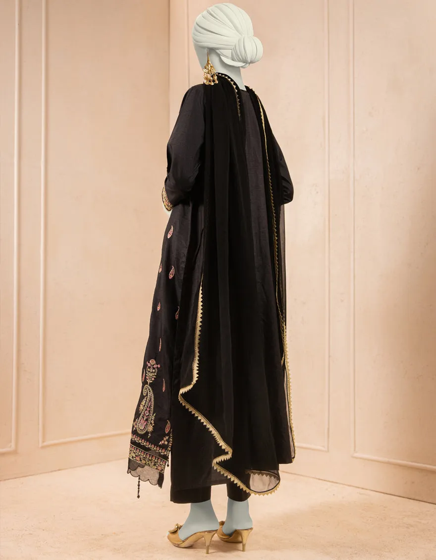 BLACK RAW SILK 3PC STITCHED | JJPW-S-JPS-25-3929 F sold by Junaid Jamshed product image thumbnail 2