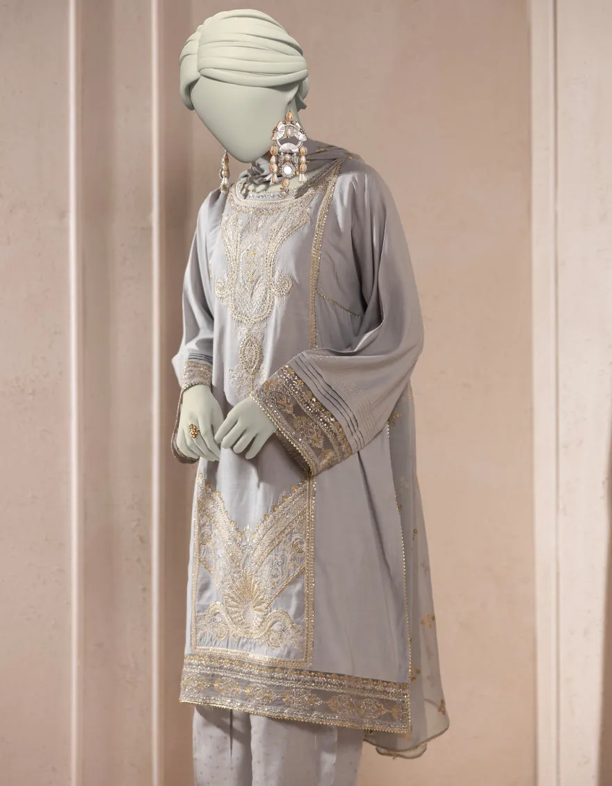 GREY ORGANZA 3PC STITCHED | JJPW-S-JPS-25-3933 F sold by Junaid Jamshed product image thumbnail 4