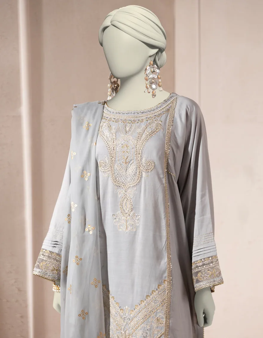 GREY ORGANZA 3PC STITCHED | JJPW-S-JPS-25-3933 F sold by Junaid Jamshed product image thumbnail 2