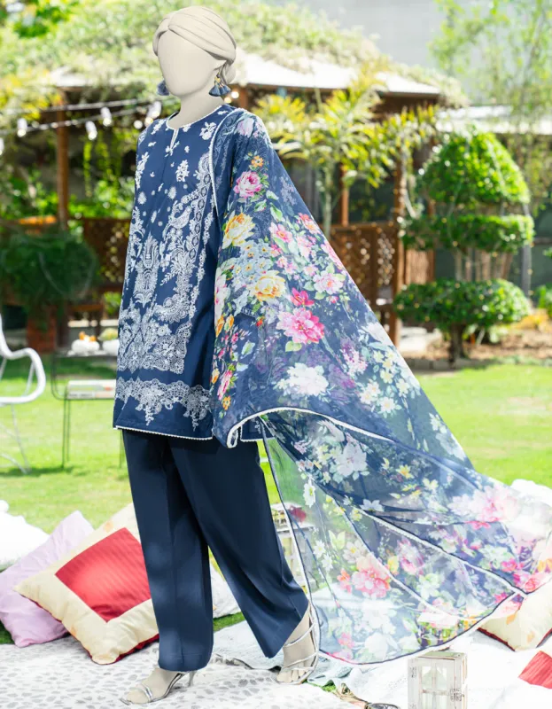 BLUE LAWN 3PC STITCHED | JLAWN-S-25-176/S MON sold by Junaid Jamshed