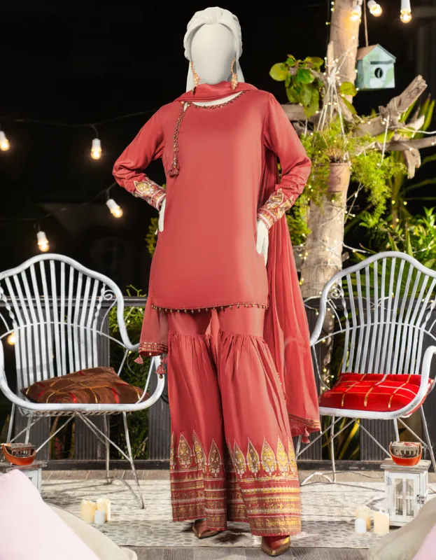 PEACH SILK 3PC STITCHED | JLAWN-S-25-178/S SHI sold by Junaid Jamshed