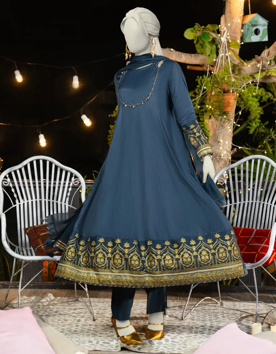 BLUE SILK 3PC STITCHED | JLAWN-S-25-181/S SHI sold by Junaid Jamshed product image thumbnail 4