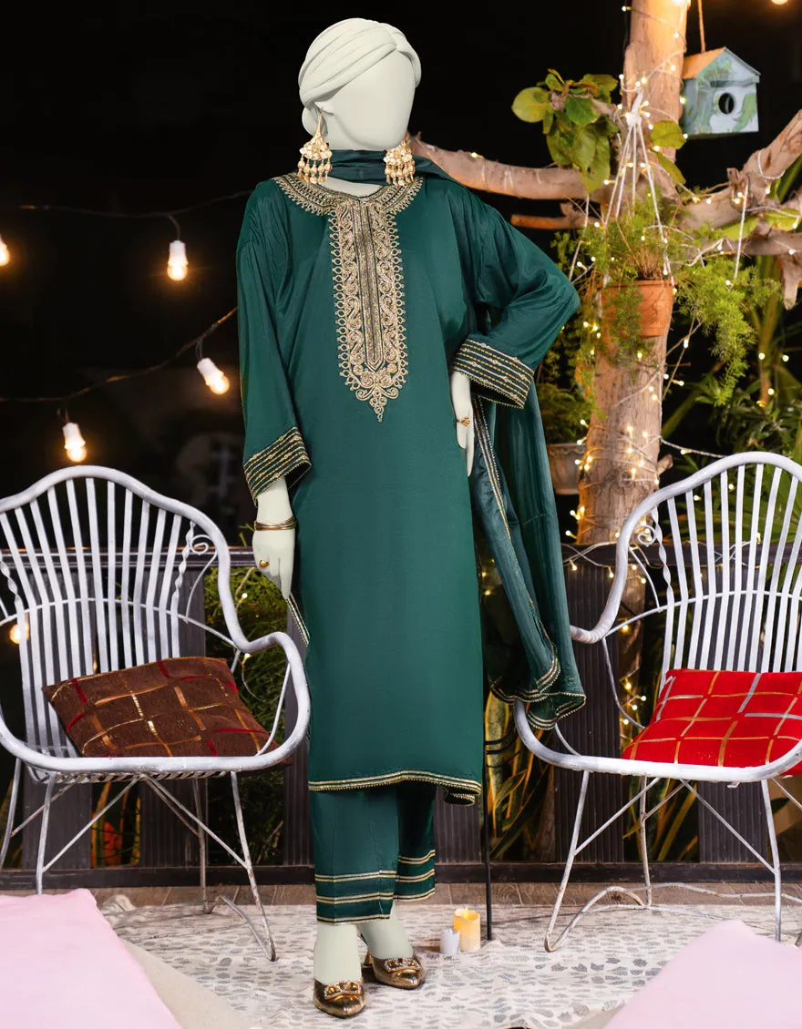 GREEN SILK 3PC STITCHED | JLAWN-S-25-184/S GOT sold by Junaid Jamshed product image thumbnail 4