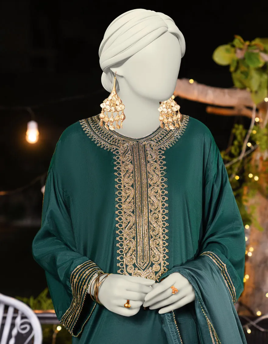 GREEN SILK 3PC STITCHED | JLAWN-S-25-184/S GOT sold by Junaid Jamshed product image thumbnail 2