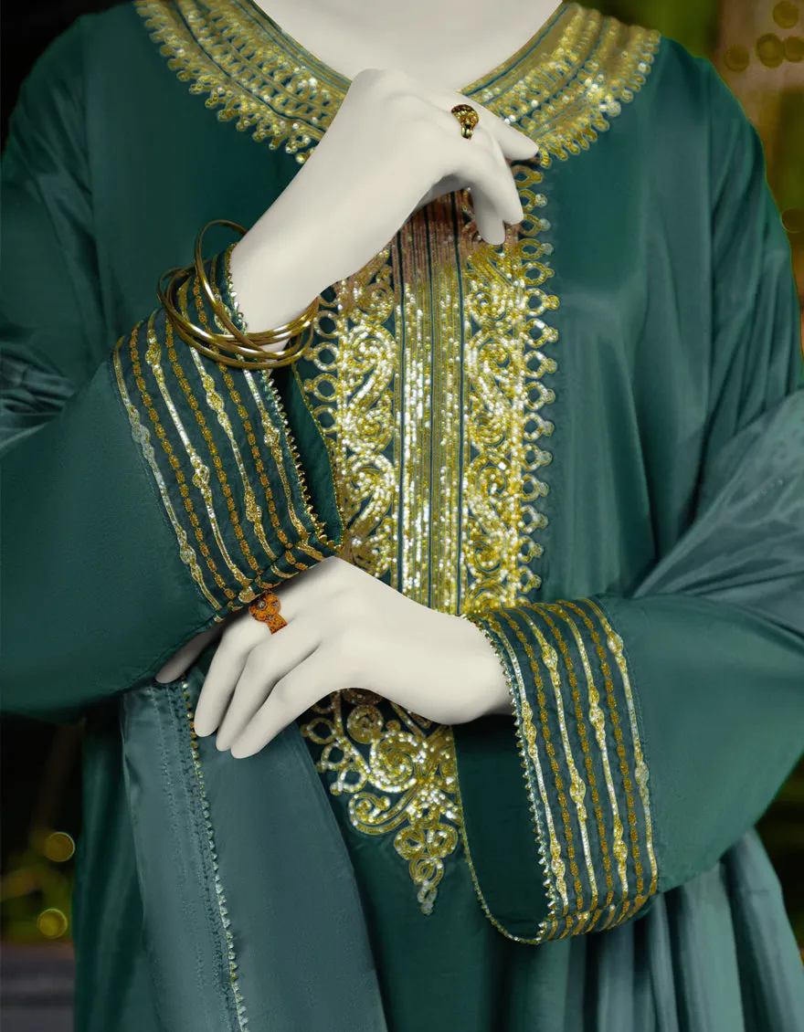 GREEN SILK 3PC STITCHED | JLAWN-S-25-184/S GOT sold by Junaid Jamshed product image thumbnail 3