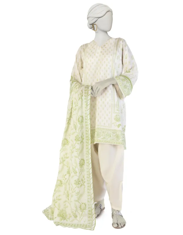 OFF WHITE LAWN 3PC STITCHED | JLAWN-S-25-897/S BIN made by Junaid Jamshed
