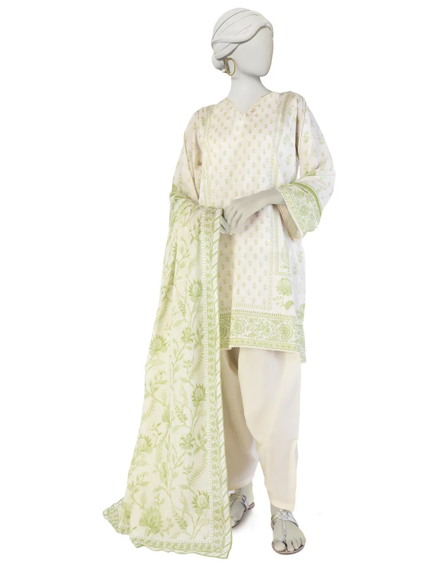 OFF WHITE LAWN 3PC STITCHED | JLAWN-S-25-897/S BIN sold by Junaid Jamshed
