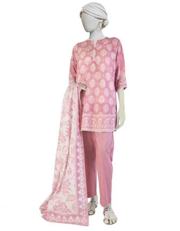 PINK LAWN 3PC STITCHED | JLAWN-S-25-899/S BIN sold by Junaid Jamshed