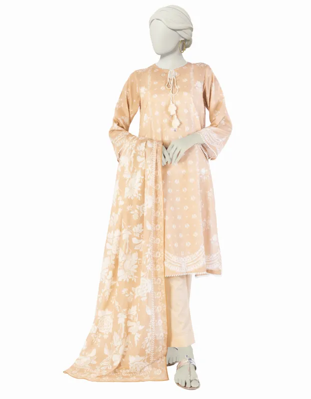 BEIGE LAWN 3PC STITCHED | JLAWN-S-25-900/S BIN sold by Junaid Jamshed