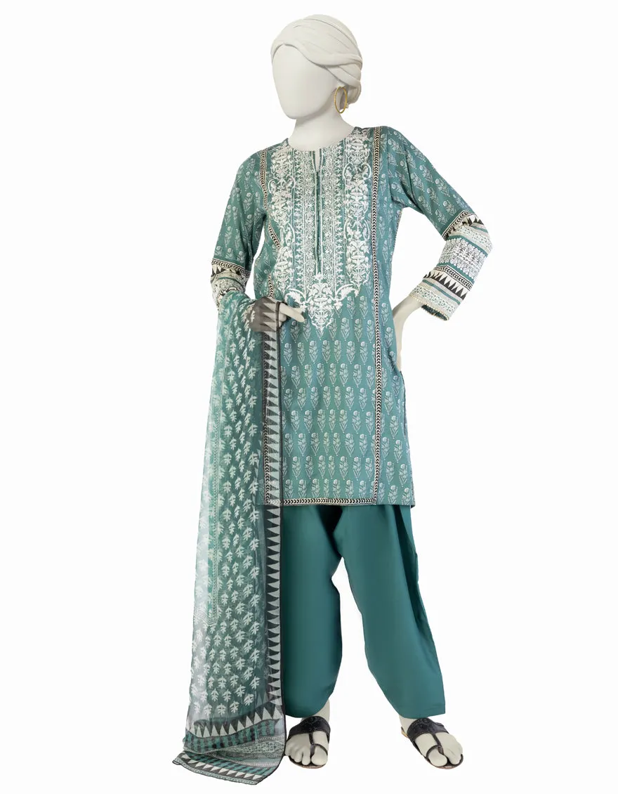 GREEN LAWN 3PC STITCHED | JLAWN-S-25-914/S AJR sold by Junaid Jamshed