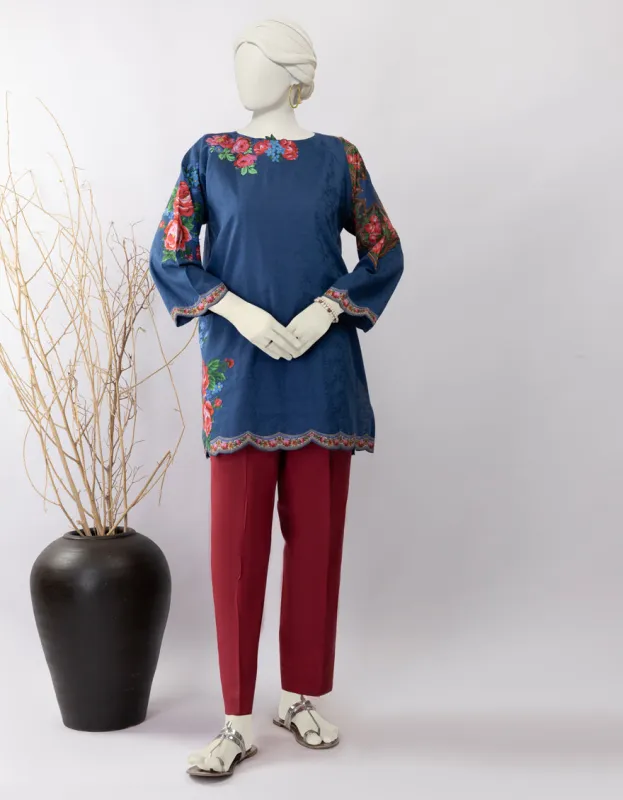 BLUE DOBBY KURTI | JJLK-S-JSS-25-435 FB sold by Junaid Jamshed