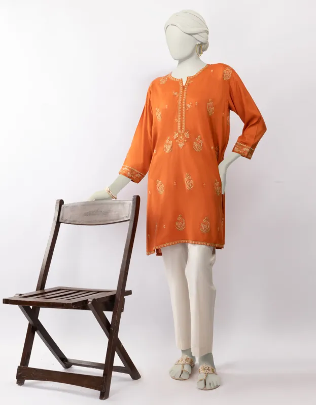 ORANGE SILK KURTI | JJLK-S-JSS-25-447 FB sold by Junaid Jamshed