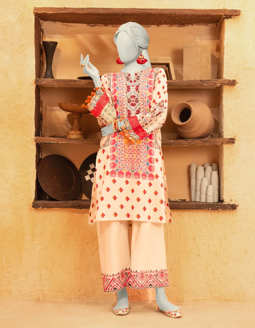 BEIGE CAMBRIC 2PC UNSTITCHED | JLAWN-S-JST-25-2074 sold by Junaid Jamshed