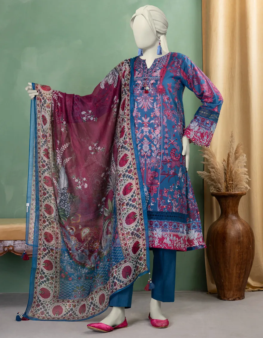 BLUE LAWN 3PC UNSTITCHED | JLAWN-S-25-3370 SHIK sold by Junaid Jamshed