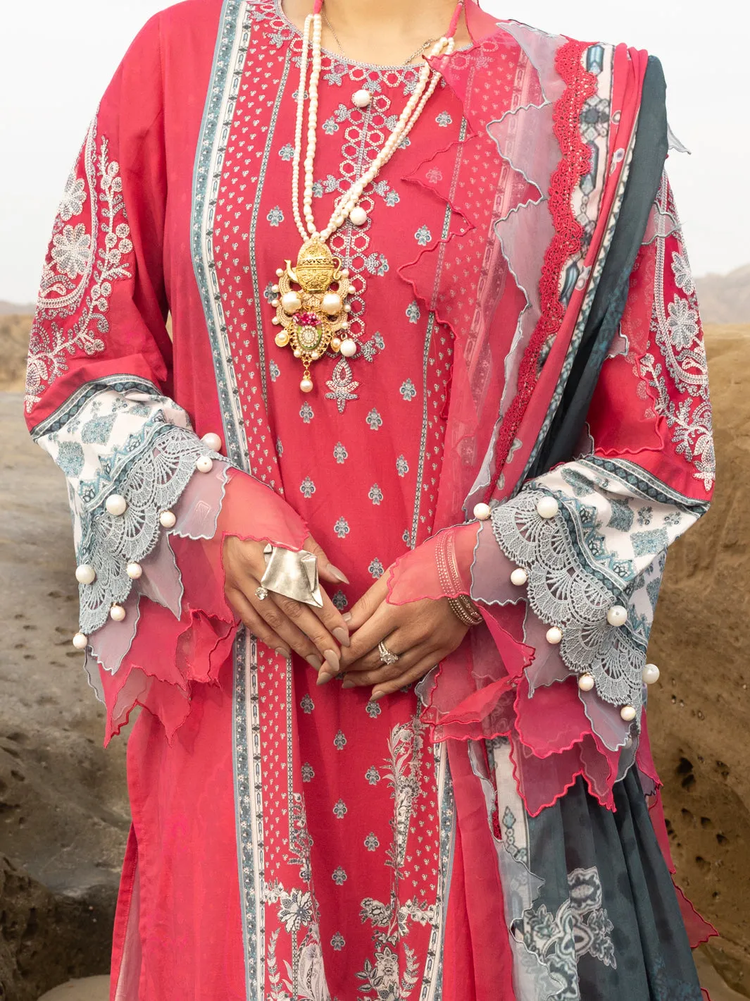 PINK LAWN 3PC UNSTITCHED | ALP-3PS-2213 FB-2213A sold by Junaid Jamshed product image thumbnail 3