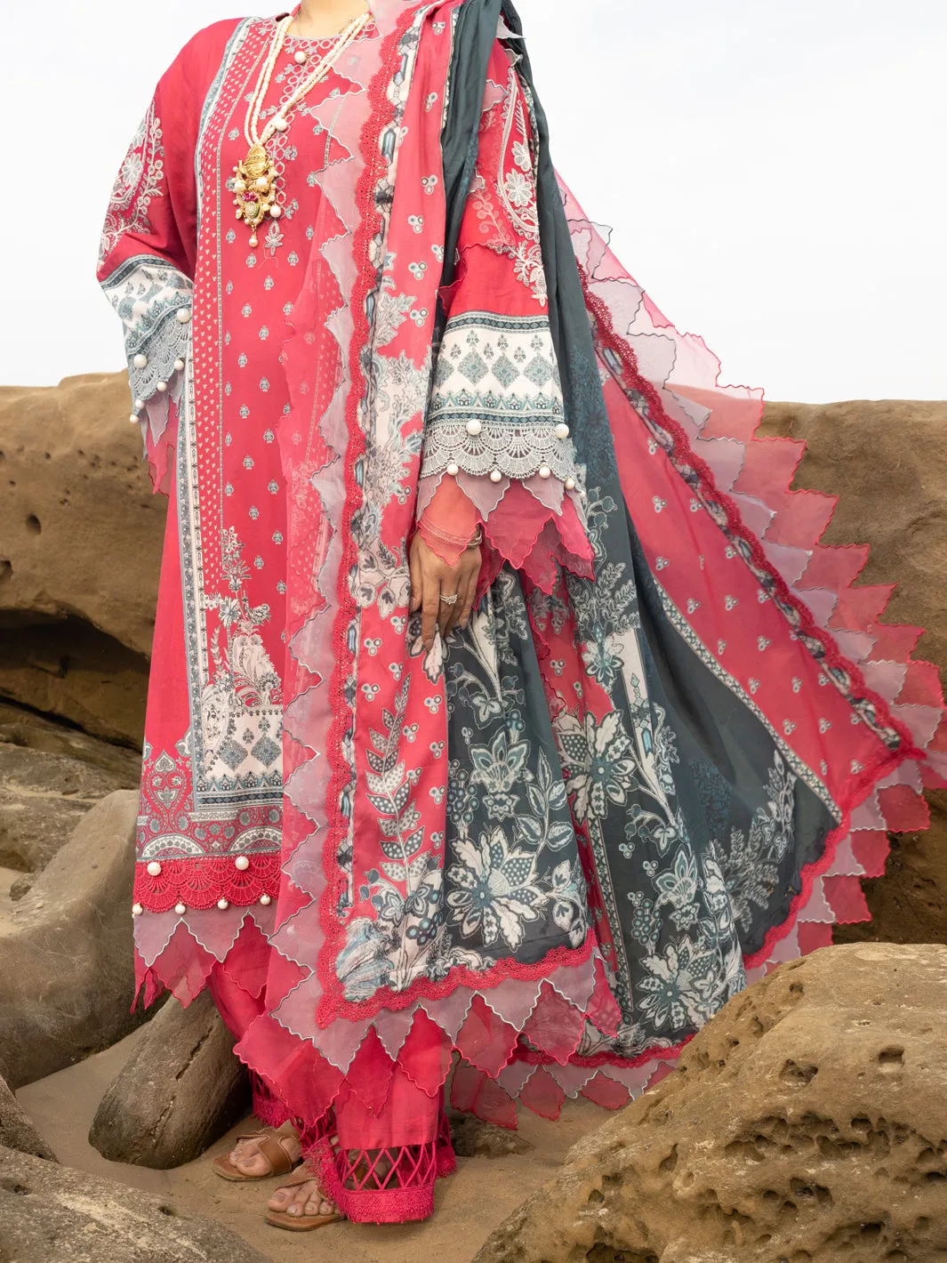 PINK LAWN 3PC UNSTITCHED | ALP-3PS-2213 FB-2213A sold by Junaid Jamshed