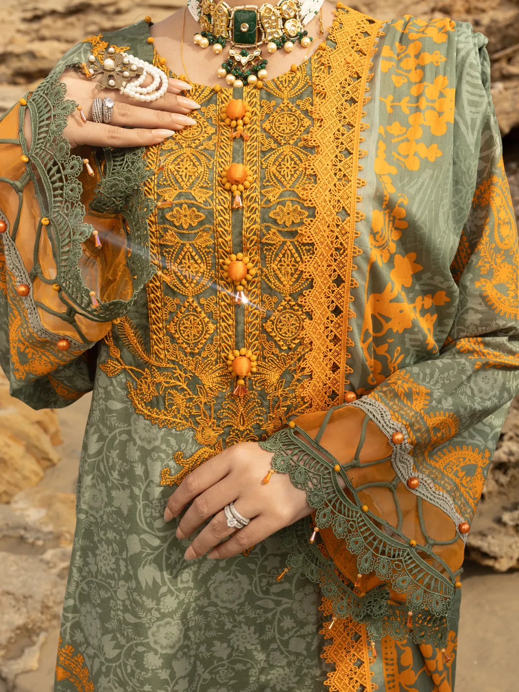 SAGE GREEN LAWN 3PC UNSTITCHED | ALP-3PS-2218 FB-2218A sold by Junaid Jamshed product image thumbnail 4