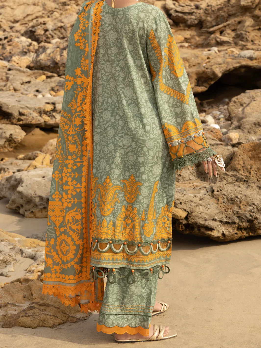 SAGE GREEN LAWN 3PC UNSTITCHED | ALP-3PS-2218 FB-2218A sold by Junaid Jamshed product image thumbnail 2