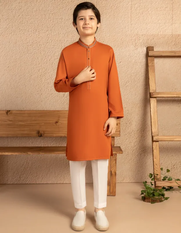 ORANGE BLENDED KURTA | JCK-A-39332/S25/JJ98 sold by Junaid Jamshed