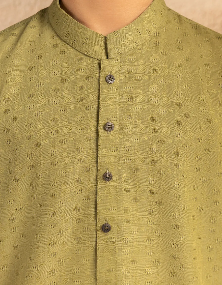 GREEN BLENDED KURTA | JCK-A-39468/S25/JJ9356-PN sold by Junaid Jamshed product image thumbnail 2