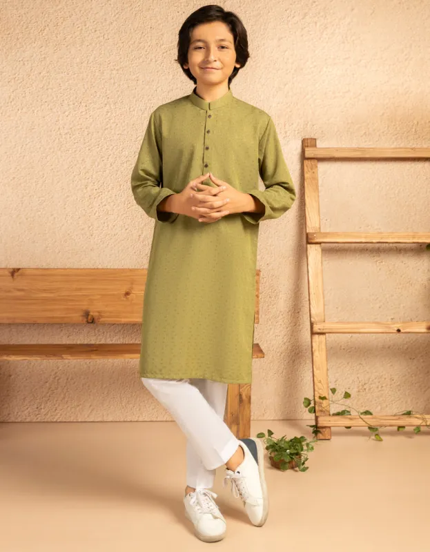 GREEN BLENDED KURTA | JCK-A-39468/S25/JJ9356-PN sold by Junaid Jamshed