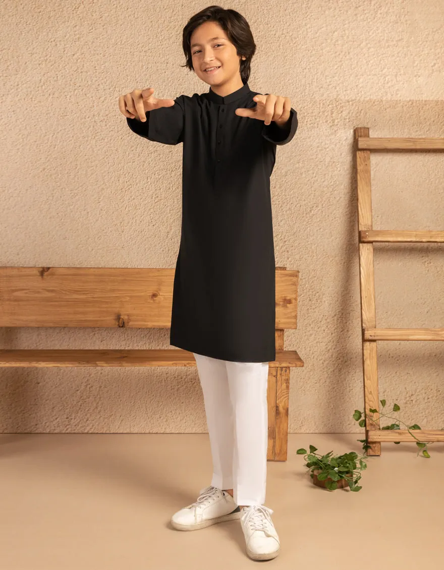 BLACK BLENDED KURTA | JCK-A-90535/S25/JJ9269-PN sold by Junaid Jamshed