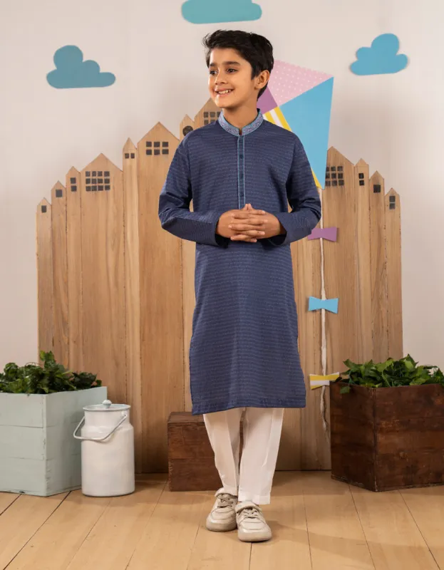 BLUE COTTON KURTA | JCK-S-46690/S25/JJ9775-SF sold by Junaid Jamshed