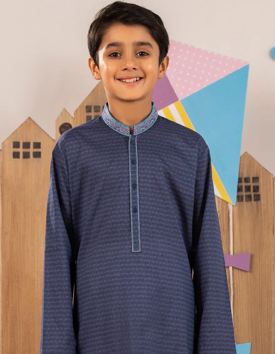 BLUE COTTON KURTA | JCK-S-46690/S25/JJ9775-SF sold by Junaid Jamshed product image thumbnail 2