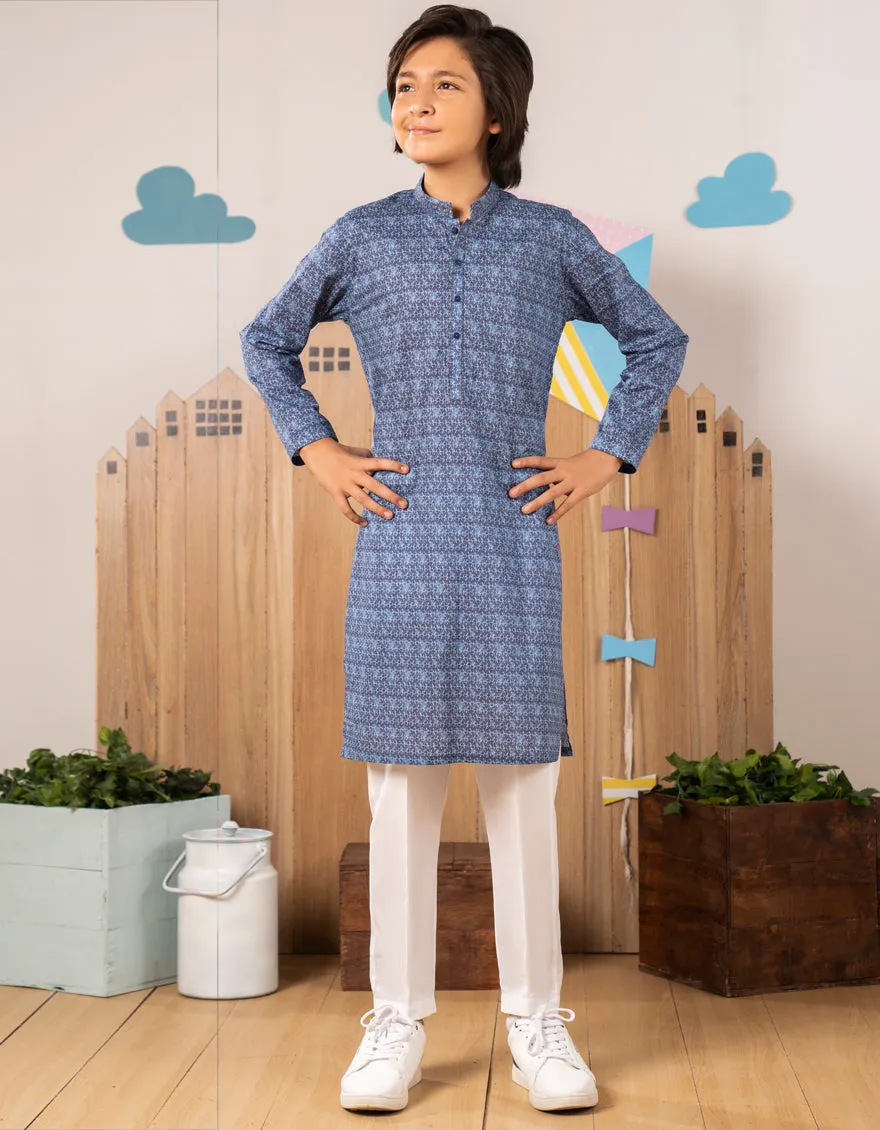 BLUE COTTON KURTA | JCK-S-46691/S25/JJ97 sold by Junaid Jamshed