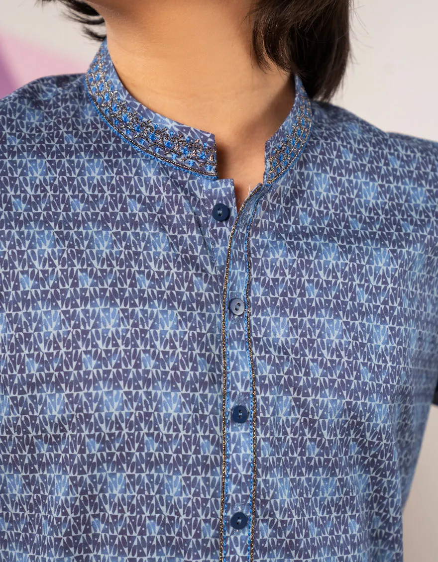 BLUE COTTON KURTA | JCK-S-46691/S25/JJ97 sold by Junaid Jamshed product image thumbnail 3