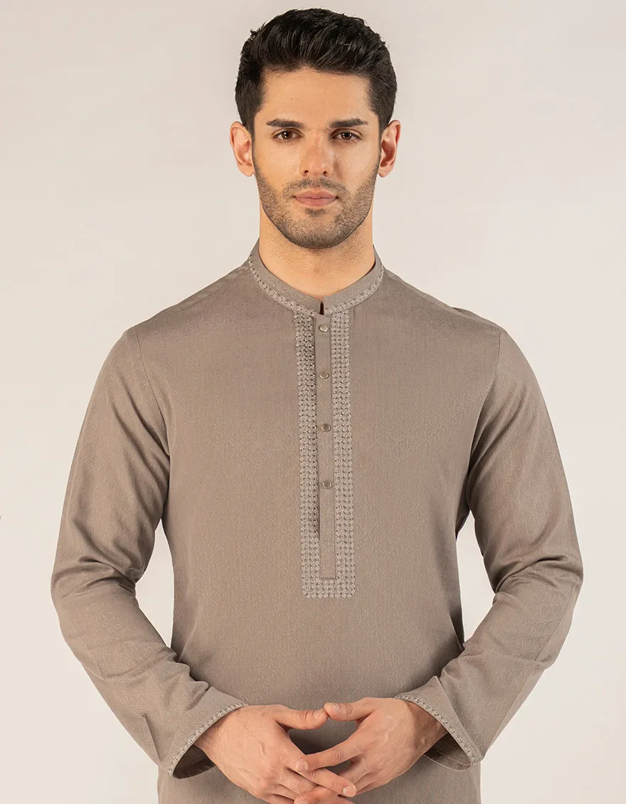 BROWN BLENDED KURTA | JJK-A-33290/S25/JJ93 sold by Junaid Jamshed product image thumbnail 2